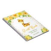 Giraffe Geel Bloemen Baby shower Gastenboek Notitieboek (Rechterzijde)