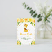 Giraffe Geel Bloemen Baby shower Luier Raffle Informatiekaartje (Staand voorkant)