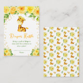 Giraffe Geel Bloemen Baby shower Luier Raffle Informatiekaartje (Voorkant / Achterkant)