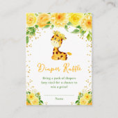 Giraffe Geel Bloemen Baby shower Luier Raffle Informatiekaartje (Voorkant)