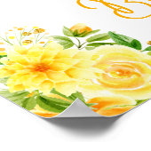 Giraffe Geel Bloemen Baby shower Welkom Poster (Hoek)