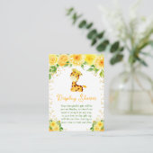 Giraffe Geel Bloemen Display Baby shower Informatiekaartje (Staand voorkant)