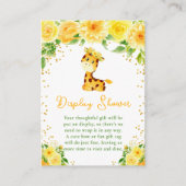 Giraffe Geel Bloemen Display Baby shower Informatiekaartje (Voorkant)