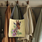 Giraffe Geel Portretbloem Crossbody Tas