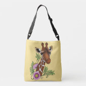 Giraffe Geel Portretbloem Crossbody Tas (Achterkant)