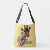 Giraffe Geel Portretbloem Crossbody Tas (Voorkant)