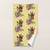 Giraffe Geel Portretbloemen Bad Handdoek (Handdoek)