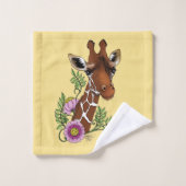 Giraffe Geel Portretbloemen Bad Handdoek (Wasdoekje)