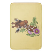 Giraffe Geel Portretbloemen Badmat (Voorkant Verticaal)