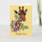 Giraffe Geel Portretbloemen Bedankkaart (Voorkant)