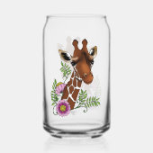 Giraffe Geel Portretbloemen Blikvorm Glas (Achterkant)