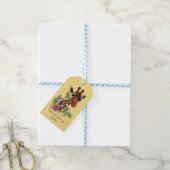 Giraffe Geel Portretbloemen Cadeaulabel (Met Touw)