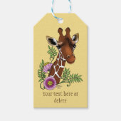 Giraffe Geel Portretbloemen Cadeaulabel (Voorkant)