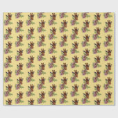 Giraffe Geel Portretbloemen Cadeaupapier (Vlak)
