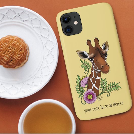 Giraffe Geel Portretbloemen Case-Mate iPhone Case