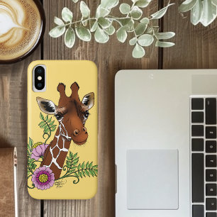 Giraffe Geel Portretbloemen Case-Mate iPhone Case