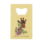 Giraffe Geel Portretbloemen Creditkaart Flessenopener (Voorkant)