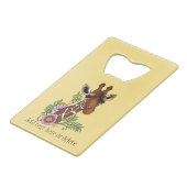 Giraffe Geel Portretbloemen Creditkaart Flessenopener (Voorkant Gekanteld)