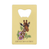 Giraffe Geel Portretbloemen Creditkaart Flessenopener (Achterkant)