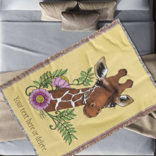 Giraffe Geel Portretbloemen Deken