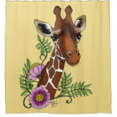 Giraffe Geel Portretbloemen Douchegordijn (Voorkant)
