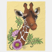 Giraffe Geel Portretbloemen Fleece Deken (Voorkant)