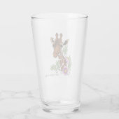 Giraffe Geel Portretbloemen Glas (Achterkant)