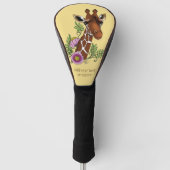 Giraffe Geel Portretbloemen Golfheadcover (Voorkant)