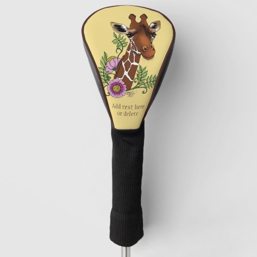 Giraffe Geel Portretbloemen Golfheadcover (Voorkant)