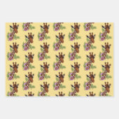 Giraffe Geel Portretbloemen Inpakpapier Vel (Voorkant 3)