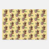 Giraffe Geel Portretbloemen Inpakpapier Vel (Voorkant)