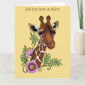 Giraffe Geel Portretbloemen Kaart (Voorkant)