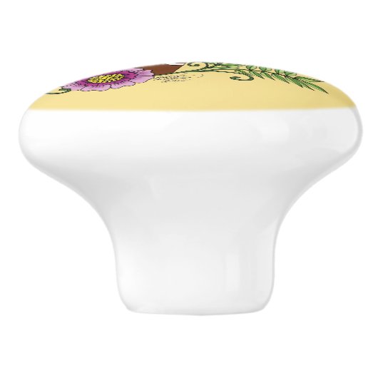 Giraffe Geel Portretbloemen Keramische Knop (Zijkant)