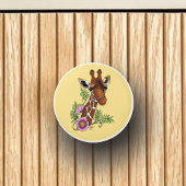 Giraffe Geel Portretbloemen Keramische Knop