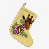 Giraffe Geel Portretbloemen Kleine Kerstsok (Voorkant (Hangend))