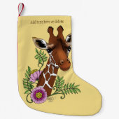 Giraffe Geel Portretbloemen Kleine Kerstsok (Voorkant)