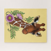 Giraffe Geel Portretbloemen Legpuzzel (Horizontaal)
