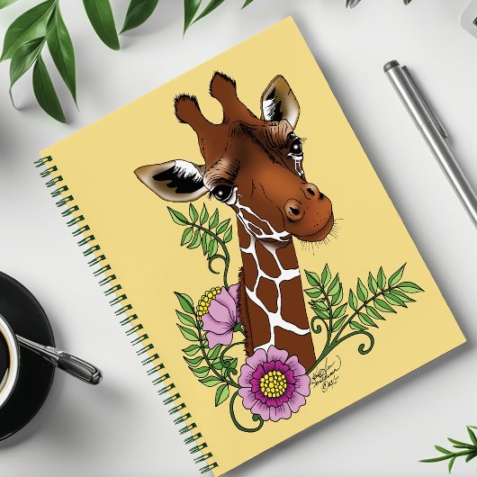 Giraffe Geel Portretbloemen Notitieboek