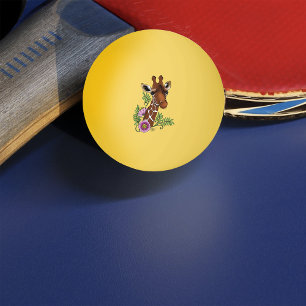 Giraffe Geel Portretbloemen Pingpongbal