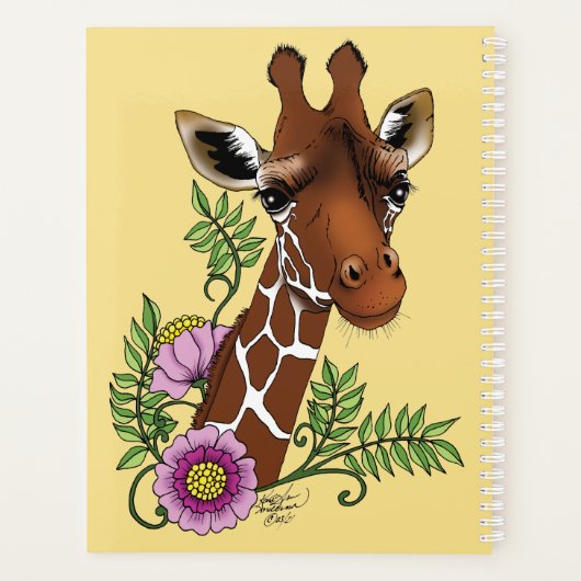 Giraffe Geel Portretbloemen Planner (Achterkant)