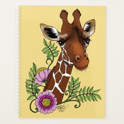 Giraffe Geel Portretbloemen Planner (Voorkant)