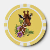 Giraffe Geel Portretbloemen Poker Chips (Voorkant)