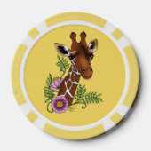 Giraffe Geel Portretbloemen Poker Chips (Achterkant)