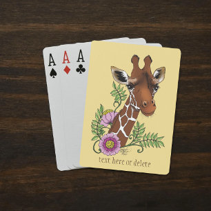Giraffe Geel Portretbloemen Pokerkaarten