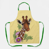 Giraffe Geel Portretbloemen Schort (Voorkant)