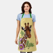 Giraffe Geel Portretbloemen Schort (Gedragen)