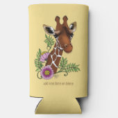 Giraffe Geel Portretbloemen Seltzer Blikjeskoeler (Achterkant)