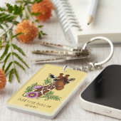 Giraffe Geel Portretbloemen Sleutelhanger (Voorkant Rechts)