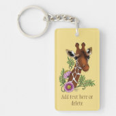 Giraffe Geel Portretbloemen Sleutelhanger (Voorkant)