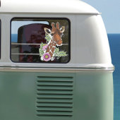 Giraffe Geel Portretbloemen Sticker